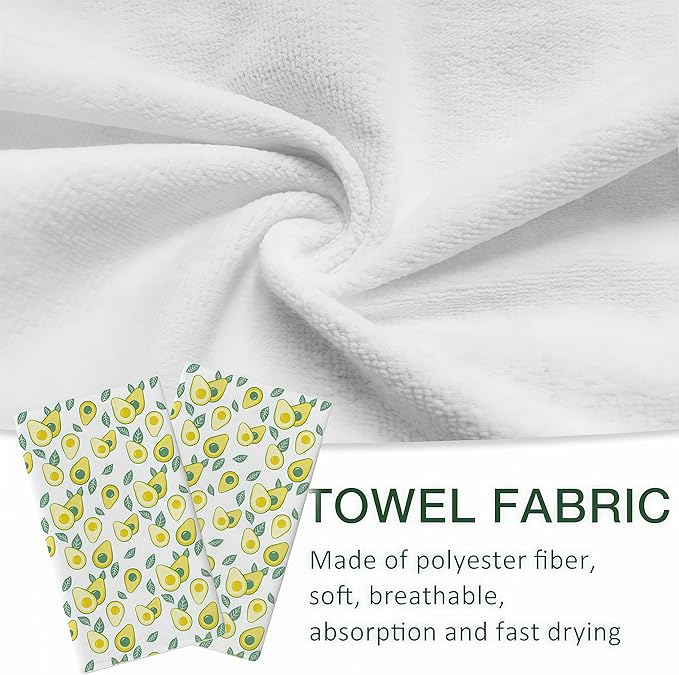 Avocado Design Kitchen Towels 2 Pack - Ultra Absorbent & Quick Dry Reusable Dish Cloths for Cleaning, 18"x26" Microfiber Dish Towels,Hand Towels Set for Kitchen or Bathroom Decor