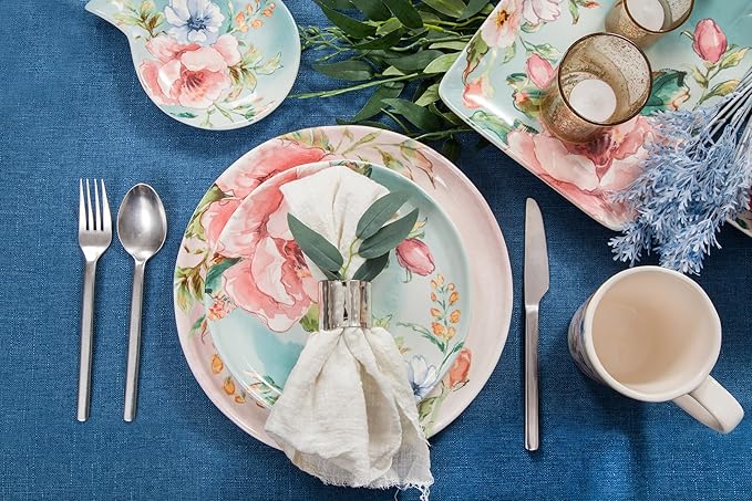 Bico Margret's Garden Salad Plates Set of 4, 8.75 Inch Ceramic Dessert Plates for Salad, Appetizer, Side Dishes, Microwave and Dishwasher Safe, Gift for Housewarming and Thanksgiving