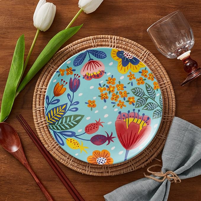 Bico Alice in Dreamland Salad Plates Set of 4, 8.75 Inch Ceramic Dessert Plates for Salad, Appetizer, Side Dishes, Microwave and Dishwasher Safe, Gift for Housewarming and Thanksgiving