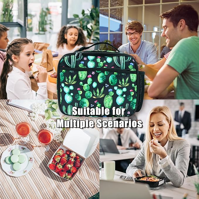 Cactus Lunch Box Insulated Reusable Lunch Bag Tote Cooler for Women Men Boy Girl School Work Office Picnic