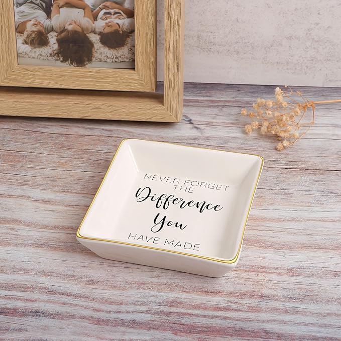 Thank You Gift for Women, Coworker Friends Teacher Retirement Gifts for Coworker Women Inspirational Ceramic Trinket Tray Gift for Colleague Leaving Job