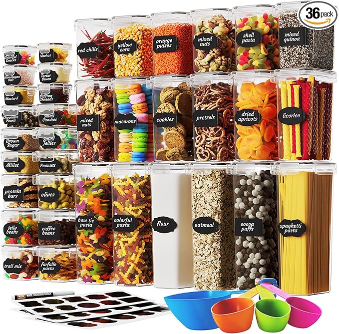 Chef's Path Airtight Food Storage Container Set with Lids - Superior Variety Pack of 36 for Kitchen & Pantry Organization, BPA Free Kitchen Storage Containers for Cereal, Flour &, Sugar