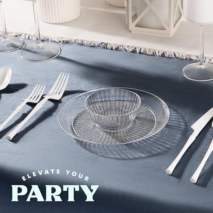 PLASTICPRO 50 Pack Small Plastic Bowls Crystal Like 6 oz Bowls Elegant Clear Plastic Bowls for Party and Occasions