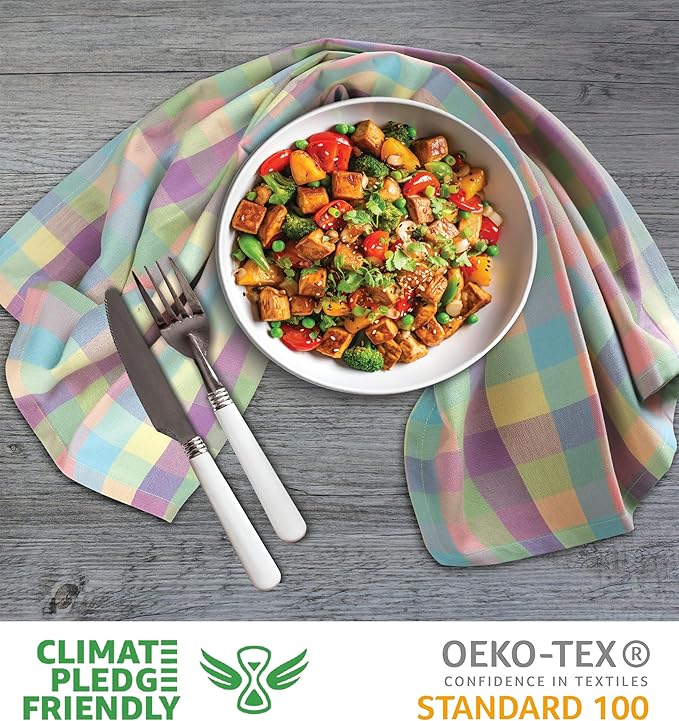 Urban Villa Kitchen Towels Set of 6 Buffalo Checks Easter Kitchen Towels Size 20”X30” Inches 100% Cotton Highly Absorbent KitchenTowels Premium Quality Ultra Soft Mitered Corners KitchenTowels