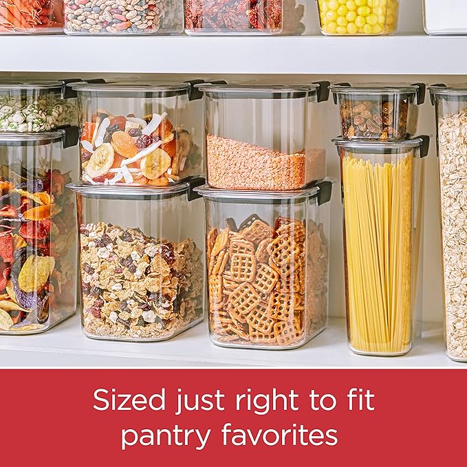 Rubbermaid Brilliance 16-Cup Airtight Food Storage Container with Lid Clear/Grey - optimal for pantry organization flour sugar and food storage