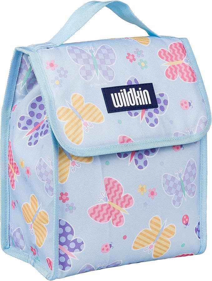 Wildkin Kids Insulated Lunch Bag – Reusable, Ideal for Hot/Cold Snacks, School & Travel - Butterfly Garden