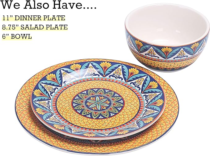 Bico Havana Dinner Plates Set of 4, 11 Inch Large Ceramic Plates for Pasta, Steak, Stylish Serving Dishes, Microwave and Dishwasher Safe, Gift for Housewarming and Thanksgiving