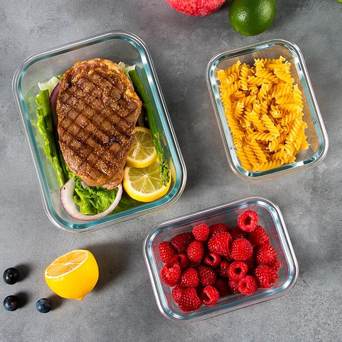 10 Pack Glass Food Storage Containers with Airtight Lids, Ideal for Meal Prep, Lunches - Microwave and Dishwasher Safe, Light Purple