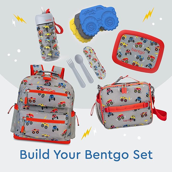 Bentgo Buddies Reusable Ice Packs - Slim Ice Packs for Lunch Boxes, Lunch Bags, and Coolers - Multicolored 4-Pack (Truck)
