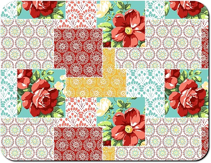 Rubber Dish Drying Mat for Kitchen Counter Large Boho Flowers Washable Quick Home Coffee Pad Fit Under Sink,Bar,Utensils 18x24in