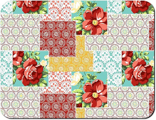 Rubber Dish Drying Mat for Kitchen Counter Large Boho Flowers Washable Quick Home Coffee Pad Fit Under Sink,Bar,Utensils 18x24in