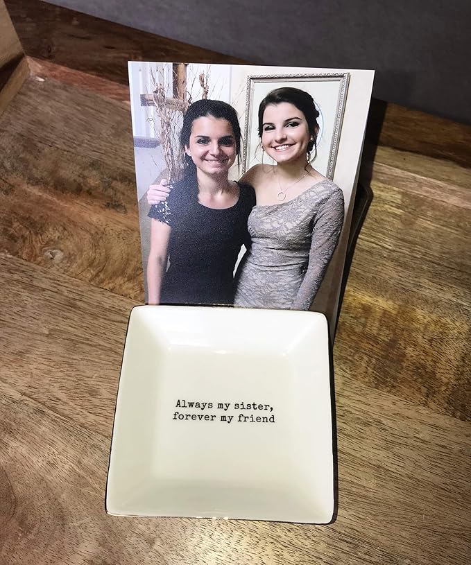 Simply Charmed Sister Gift | Birthday Gift for Sister | Jewelry Ring Holder | Elegant Trinket Tray Organizer Dish