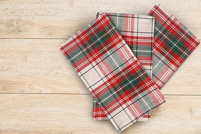 Urban Villa Checkered KitchenTowels Set of 6 Classic Checks Kitchen Towels 20X30 Inches 100% Cotton Highly Absorbent Kitchen Towels Premium Quality Ultra Soft Mitered Corners KitchenTowels