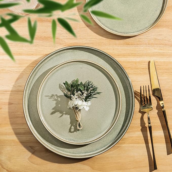 AmorArc Ceramic Dinnerware Sets, Handmade Reactive Glaze Stoneware Plates and Bowls Sets,Highly Chip and Crack Resistant | Dishwasher & Microwave Safe Dishes Set, Service for 6 (18pc)