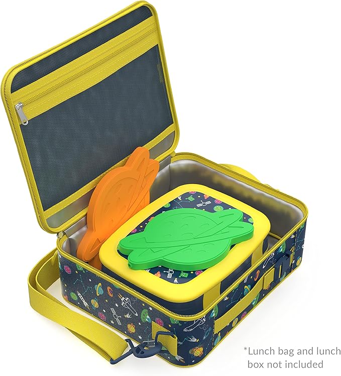 Bentgo Buddies Reusable Ice Packs - Slim Ice Packs for Lunch Boxes, Lunch Bags, and Coolers - Multicolored 4-Pack (Planet)