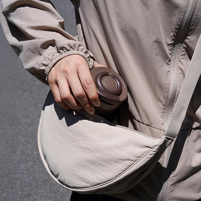 OutIn Travel Tumbler, Outdoor Insulated Coffee Tumbler with Leak-Proof Flip Lid, 12 oz Stainless Steel Mug for Hot & Cold Drinks Terra Brown