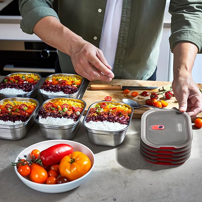 BLACK + BLUM Lunch Bowl Set - Reusable Meal Prep Containers for Picnic & Camping - Microwavable Stainless Steel Lunch Dinner Food Storage Box with Leak Proof Lid - Dishwasher Oven Safe - Small 22oz