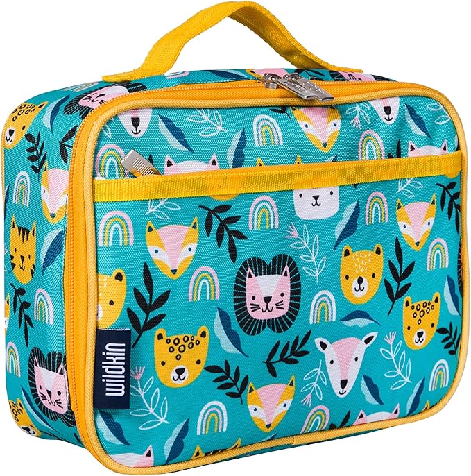 Wildkin Kids Insulated Lunch Box – Durable and Reusable for School & Travel - Party Animals