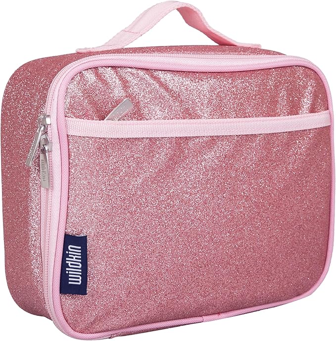Wildkin Kids Insulated Lunch Box – Durable and Reusable for School & Travel - Pink Glitter