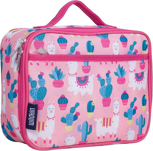 Wildkin Kids Insulated Lunch Box – Durable and Reusable for School & Travel - Llamas and Cactus