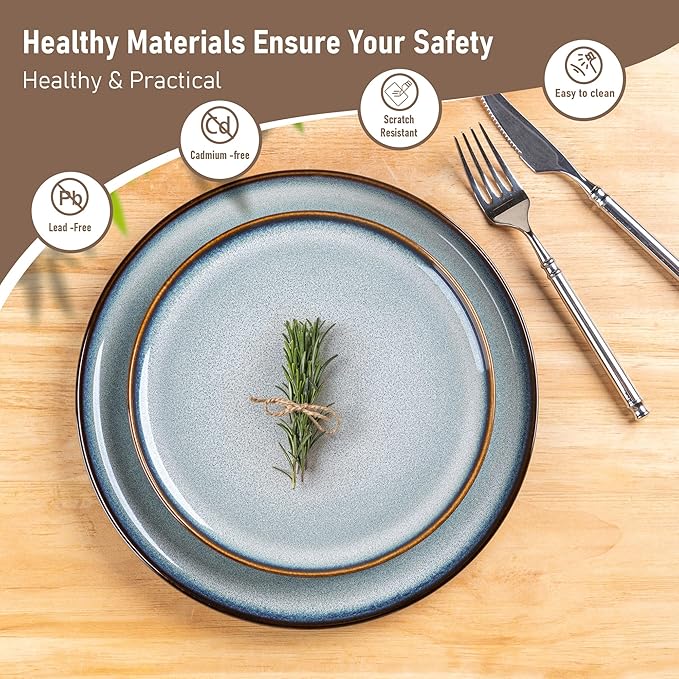 LERATIO Ceramic Dinnerware Sets for 4,12 Pieces Poreclain Plates and Bowls Sets,Scratch Resistant Dishes,Dishwasher & Microwave Safe,Oven Safe Dishes Set,Service for 4-Gray White