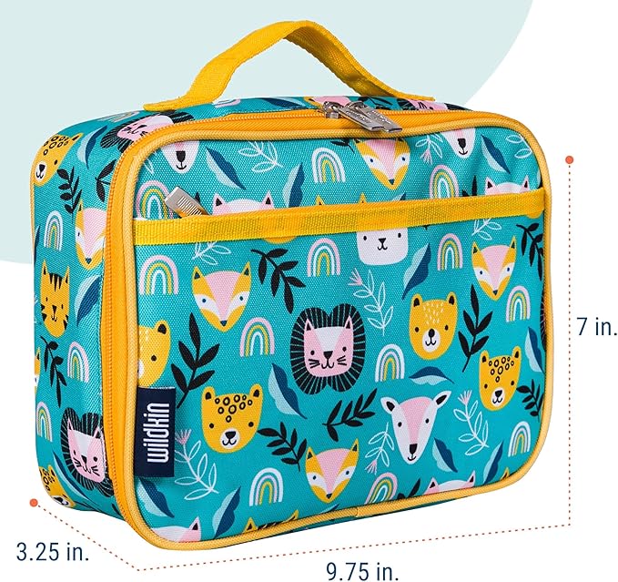 Wildkin Kids Insulated Lunch Box – Durable and Reusable for School & Travel - Party Animals