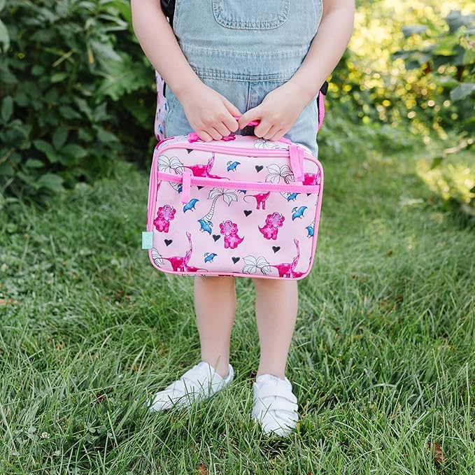 Wildkin JumpOff Jo Insulated Lunch Box – Durable, Reusable for Kids – Pink Dino