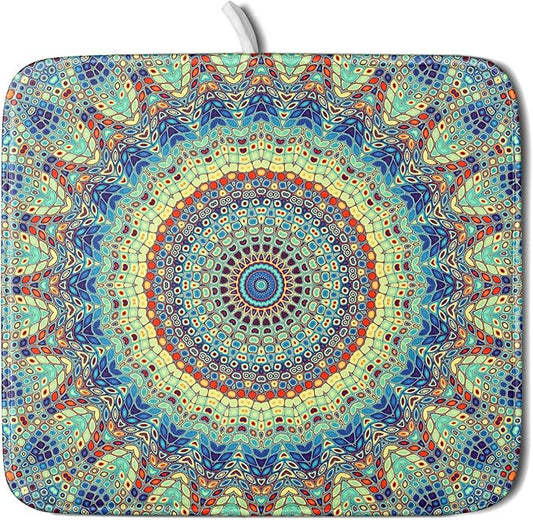 Bohemian Dish Drying Mats for Kitchen Counter 16×18 Inch Boho Mandala Ethnic Small Microfiber Drying Mat Kitchen Accessories Dish Rack Mat Drainer Pad Washable Absorbent