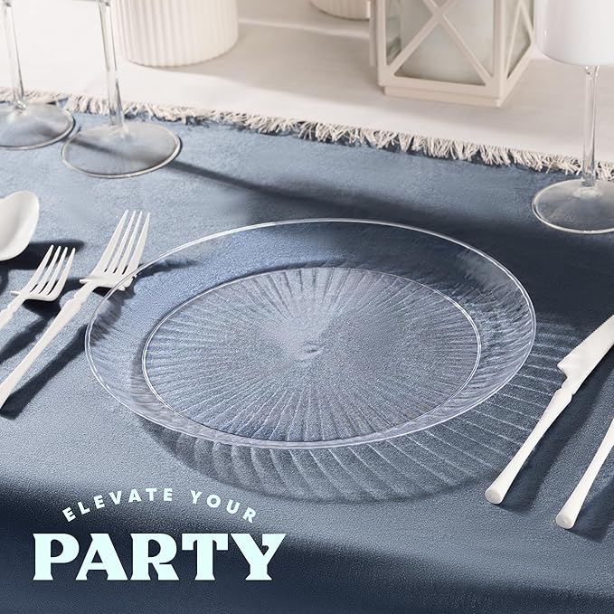 PLASTICPRO 240 Pack Crystal Like Clear Disposable 10 inch Plastic Plates Dinner Dishes Plates for Special Occasions Parties