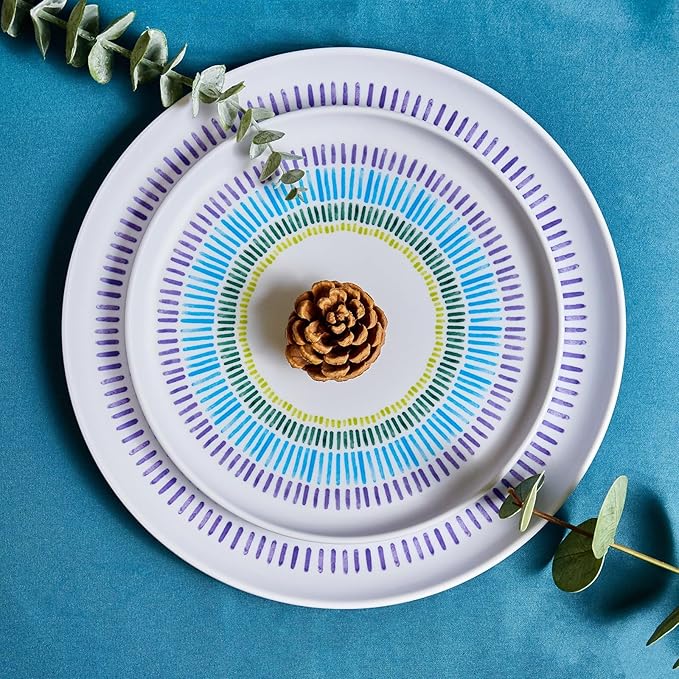 Melamine Dinnerware Set of 12 Pcs Dinner Dishes Set Bowls and Plates for Indoor and Outdoor with Unbreakable Non-breakable Lightweight Dining Tableware