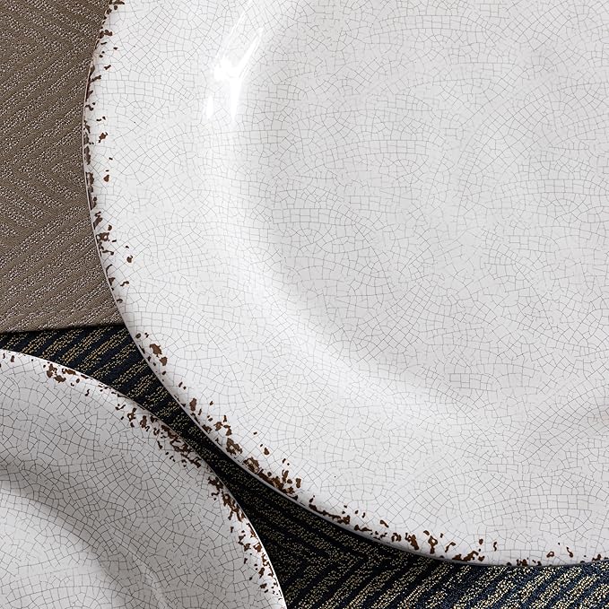 Rustic Melamine Dinner Plates, 11 inch Melamine Plates Set of 6, Large Salad/Dessert Plates, Unbreakable Colorful Serving Dishes Set for Indoor and Outdoor, Assorted Color…