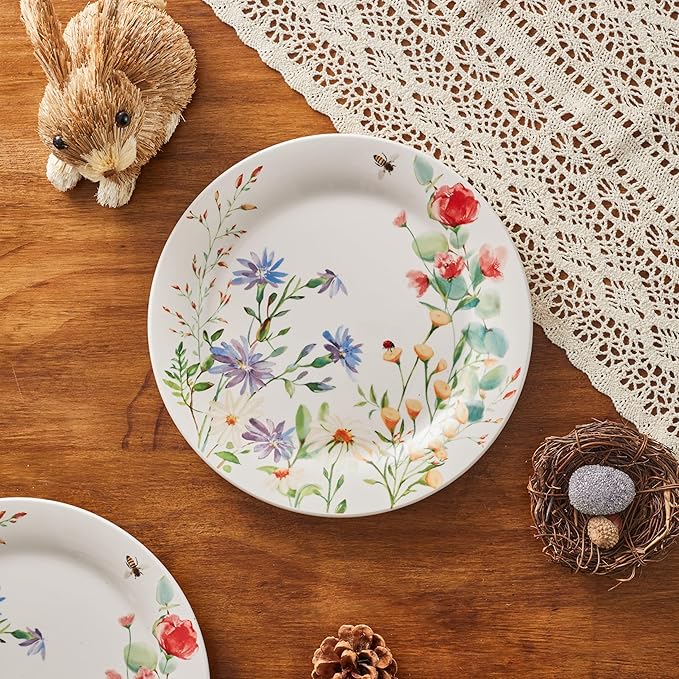 Bico Summer Provence Salad Plates Set of 4, 8.75 Inch Ceramic Dessert Plates for Salad, Appetizer, Side Dishes, Microwave and Dishwasher Safe, Gift for Housewarming and Thanksgiving