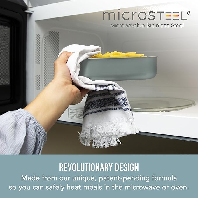 Bentgo MicroSteel Leak-Proof Lunch Box - Microwave-Safe, Oven-Safe, Bento-Style Container with Removable Divider, Airtight Lid, Sustainable Design, Odor & Stain Resistant (Aqua)