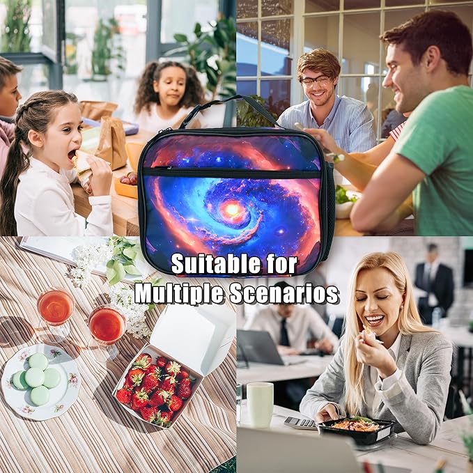 Space Lunch Bag Insulated Reusable Lunch Box Kids Girls Boys Cooler Thermal Tote Bag For Men Women School Work Picnic