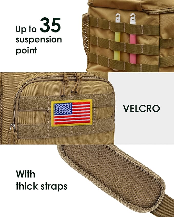 TACTICISM Lunch Box for Men - 12L/20L/25L Tactical Lunch Bag Adult - MOLLE Insulated Leakproof Lunch Pail with Detachable Water Bottle Pouch - Lunch Cooler for Work and Outdoors, Brown