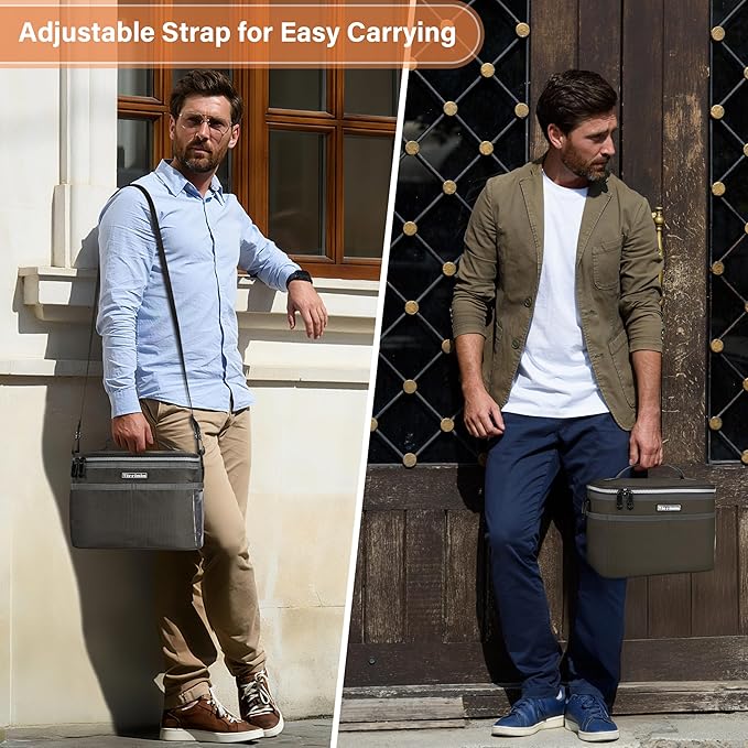 Tirrinia Insulated Lunch Bag for Women Men, Leakproof Lunch Box Containers for Adult, Work, School, Soft Lunchbox for Kids,Boys, Adult Cooler Bag for Picnic Hiking Beach,Black Checkered