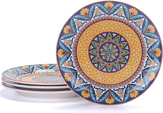 Bico Havana Salad Plates Set of 4, 8.75 Inch Ceramic Dessert Plates for Salad, Appetizer, Side Dishes, Microwave and Dishwasher Safe, Gift for Housewarming and Thanksgiving