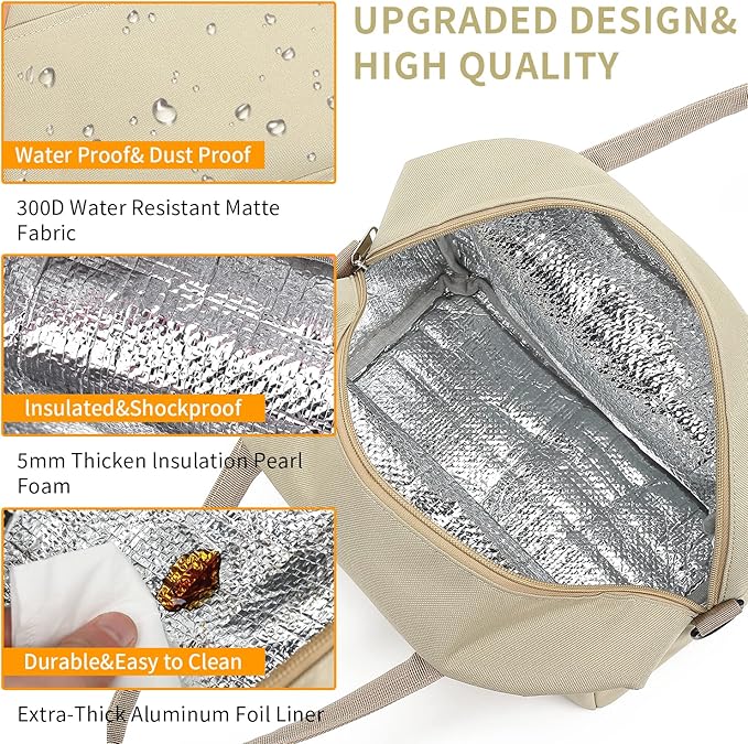 XQXA Lunch Bag Reusable Insulated Cooler Water Resistant Lunch Box Adult Tote Lunch Bag for Women/Men Work Picnic Beach or Travel