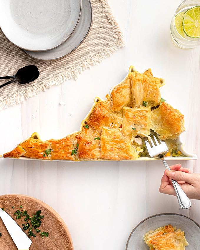 Virginia Shaped Baking Dish Serving Platter or Decorative Tray Charming Porcelain Bakeware Oven Microwave and Dishwasher Safe