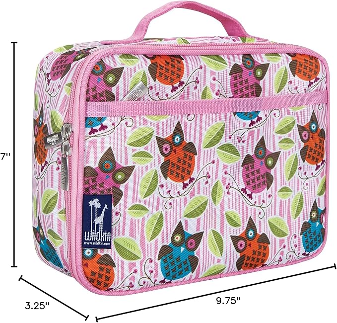 Wildkin Kids Insulated Lunch Box – Durable and Reusable for School & Travel - Owls