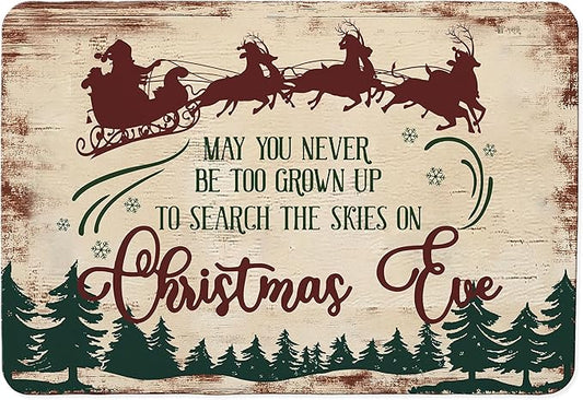 Vintage Christmas Eve Dish Drying Mat, Xmas Santa Reindeer Sleigh Coffee Bar Mat for Countertops, Retro Christmas Tree Absorbent Dish Drying Mats for Kitchen Counter Coffee Maker, 16x24 Inch