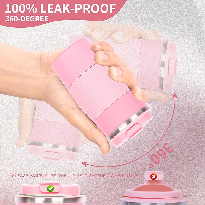 Coffee cups, mugs 17 oz - Insulated Coffee Travel Mug Spill Proof with Leak Proof Lid Vacuum Stainless Steel Insulated Mug Coffee Carry-On, Reusable Coffee Mug (pink)