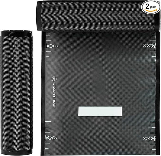 Vacuum Seal Rolls 11" x 25' 2 Pack (50 Feet Total) (Black and Clear) 5.5 Mil - BPA Free Commerical Grade Food Saver for Storage, Sous Vide, and Meal Prep Sealer Bag