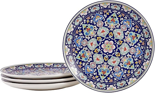 Bico Mandala Kaleidoscope Salad Plates Set of 4, 8.75 Inch Ceramic Dessert Plates for Salad, Appetizer, Side Dishes, Microwave and Dishwasher Safe, Gift for Housewarming and Thanksgiving