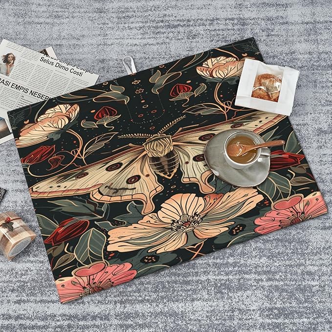 Vintage Butterfly Dish Drying Mat for Kitchen Counter Microfiber Super Absorbent Non-Slip Dish Drying Pad for Countertops Dishes Utensils Stylish Quick-Dry Machine Washable 18x24 Inch