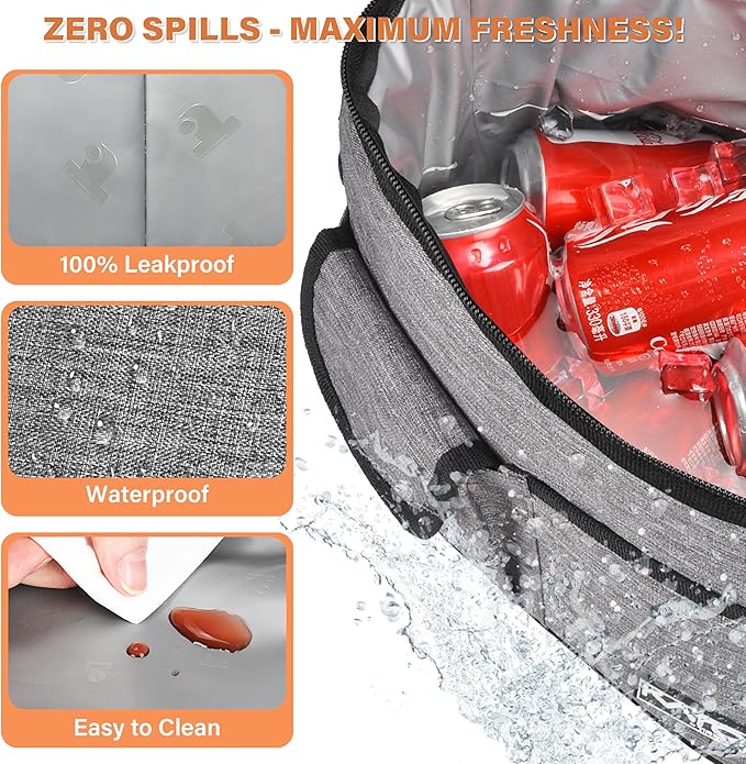 Tirrinia Insulated Large Lunch Bag for Women Men, Leakproof Lunch Box Containers for Adults, Work, School, Soft Lunchbox for Kids, Boys, Adult Cooler Bag for Picnic, Hiking,Beach