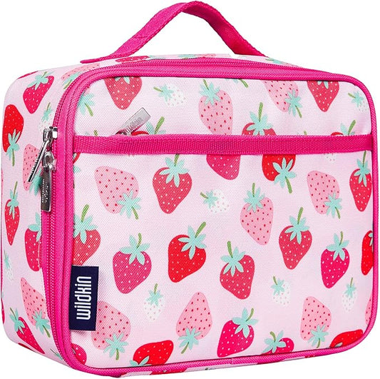 Wildkin Kids Insulated Lunch Box – Durable and Reusable for School & Travel - Strawberry Patch