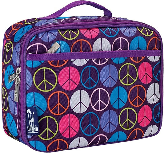 Wildkin Kids Insulated Lunch Box – Durable and Reusable for School & Travel - Peace Signs