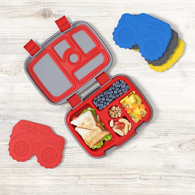 Bentgo Buddies Reusable Ice Packs - Slim Ice Packs for Lunch Boxes, Lunch Bags, and Coolers - Multicolored 4-Pack (Truck)