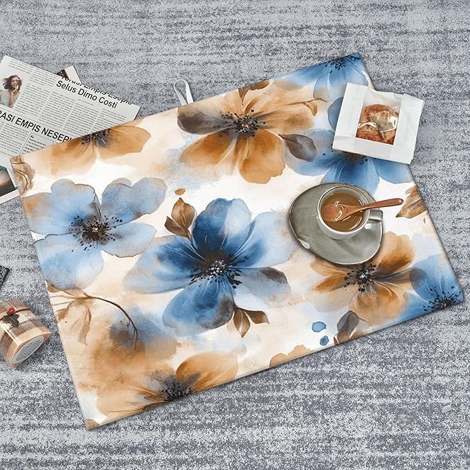 Watercolor Flowers Dish Drying Mat for Kitchen Counter Microfiber Super Absorbent Non-Slip Dish Drying Pad for Countertops Dishes Utensils Stylish Quick-Dry Machine Washable 18x24 Inch